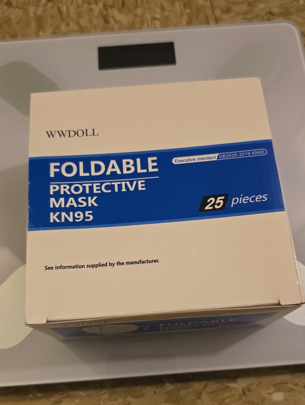 Able Foldable Protective Mask KN95 White and Blue Box of 25